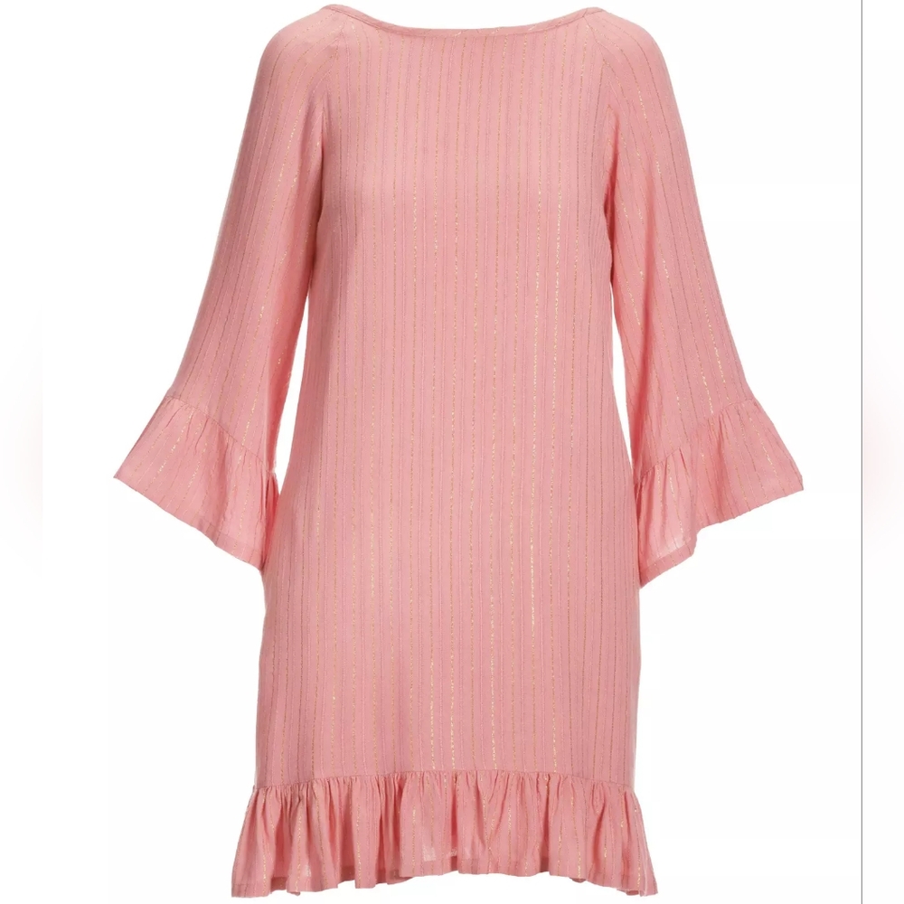 Boston Proper Shimmer Striped Beaded Back Fringe Dress - Picture 3 of 3